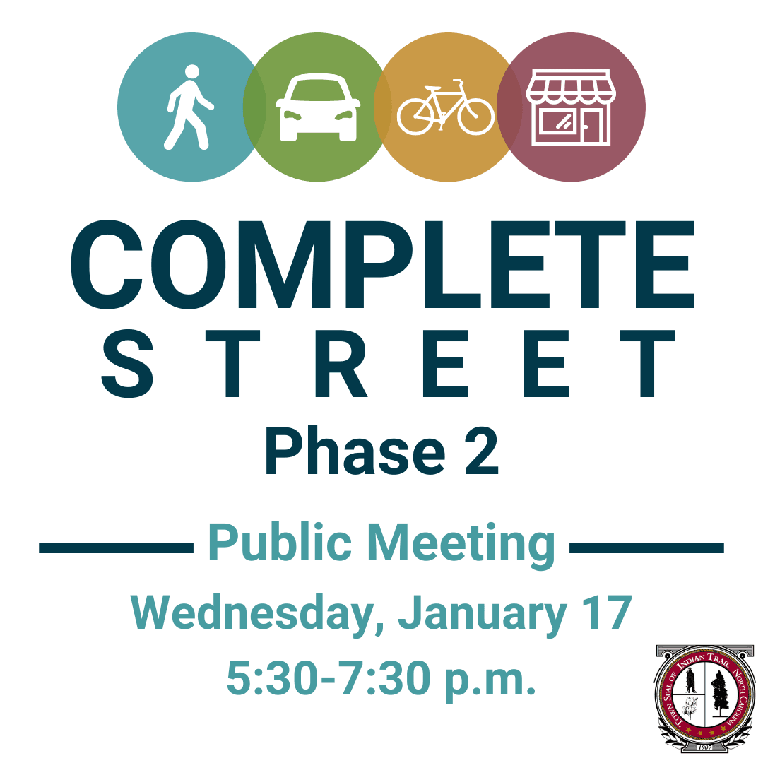 Indian Trail Road Complete Street Phase 2 Public Input Meeting on Jan. 17, from 5:30-7:30 p.m.