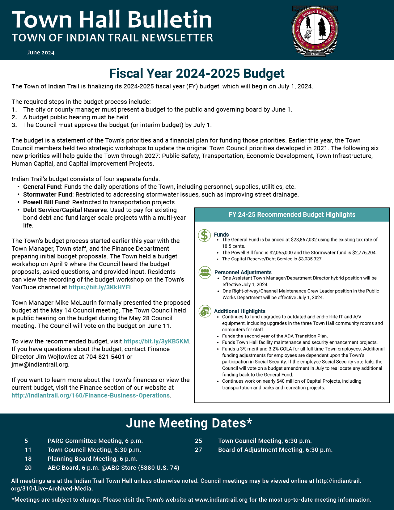 June 2024 Town Hall Bulletin Cover Page