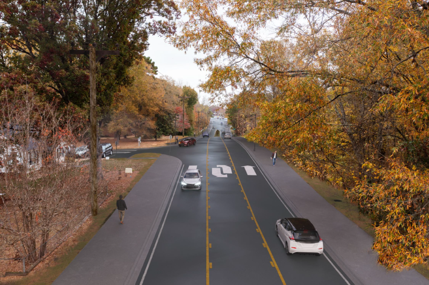 A view of Indian Trail Road in front of the Veterinary Hospital looking toward HWY 74